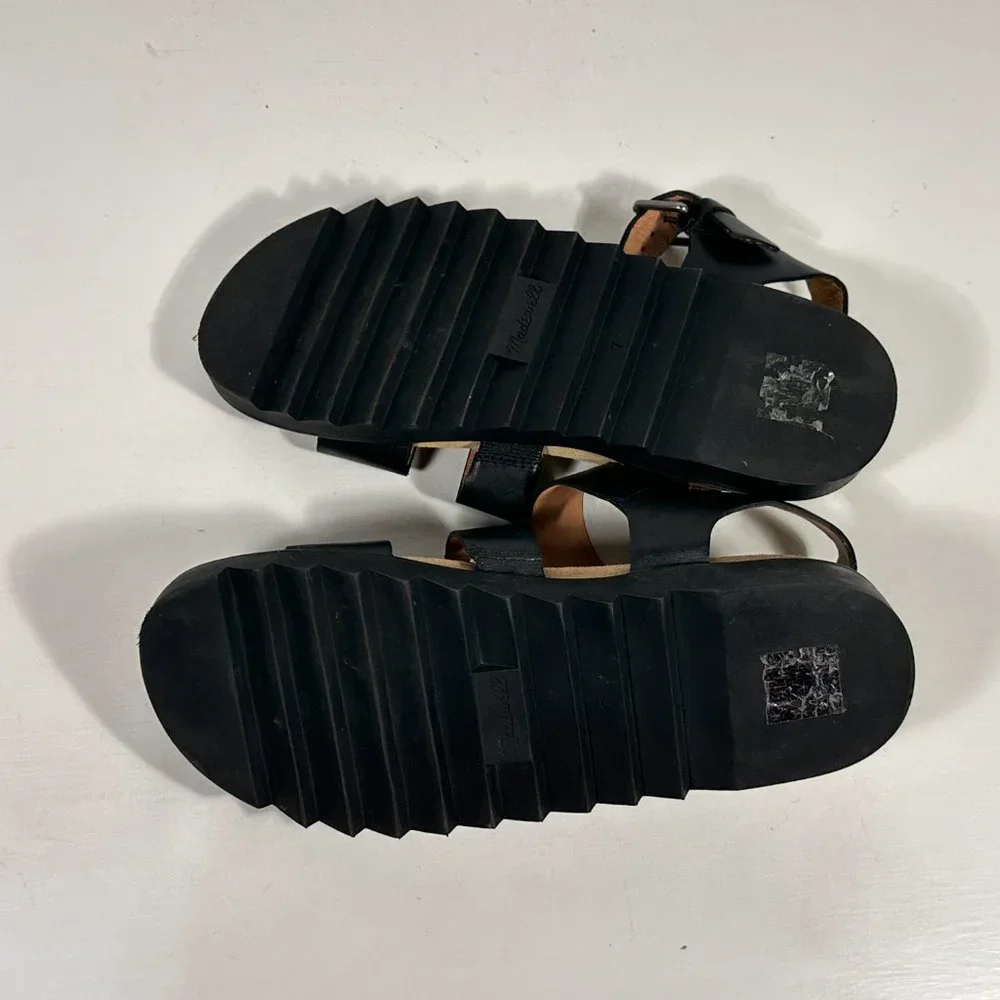 Madewell The Addie Black Leather Comfort Sandals Women Size 7 - Picture 7 of 9